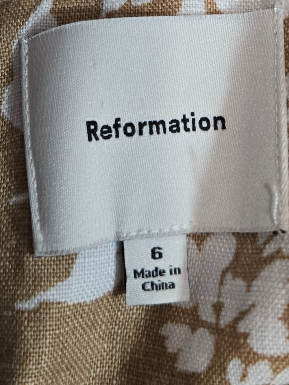Reformation Frankie Linen Midi Dress size 6 Dune Floral Beige - Picture 14 of 17